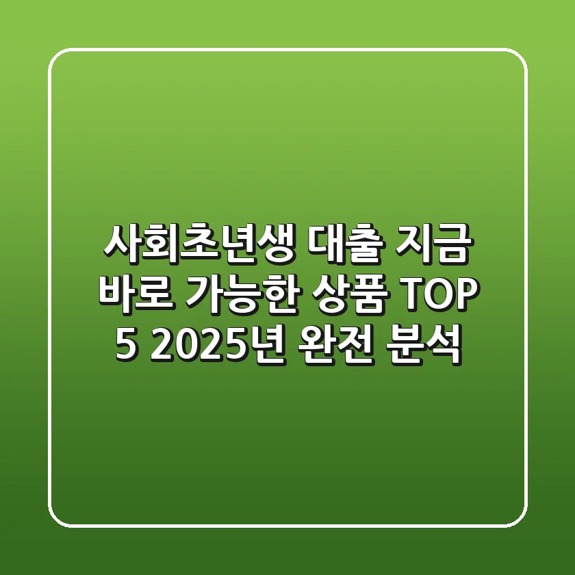 사회초년생 대출 지금 바로 가능한 상품 TOP 5 2025년 완전 분석