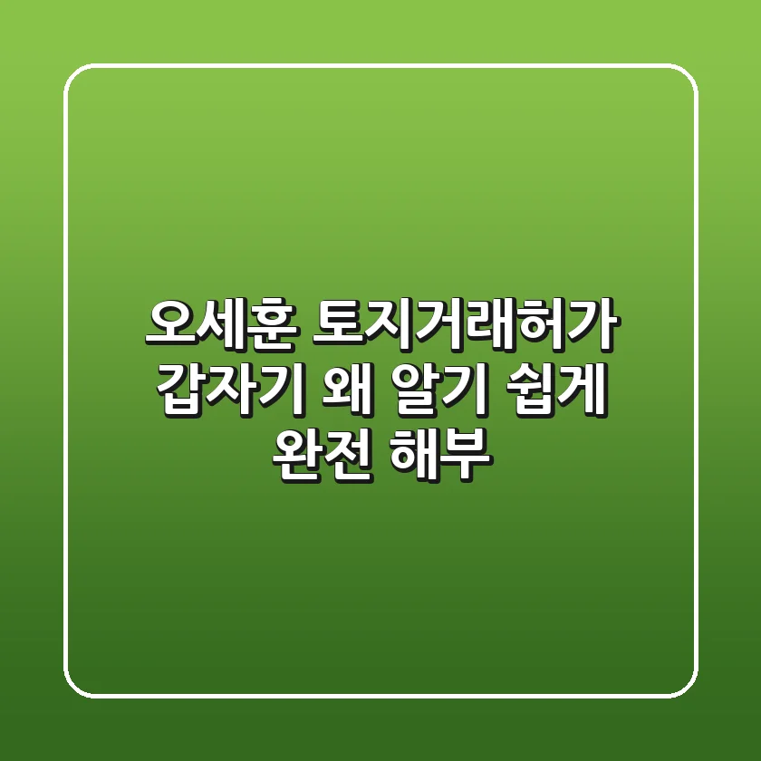 오세훈 토지거래허가, 갑자기 왜? 알기 쉽게 완전 해부!