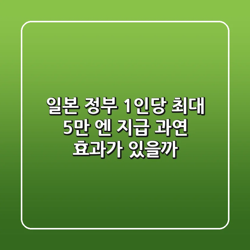 일본 정부, 1인당 최대 5만 엔 지급! 과연 효과가 있을까?