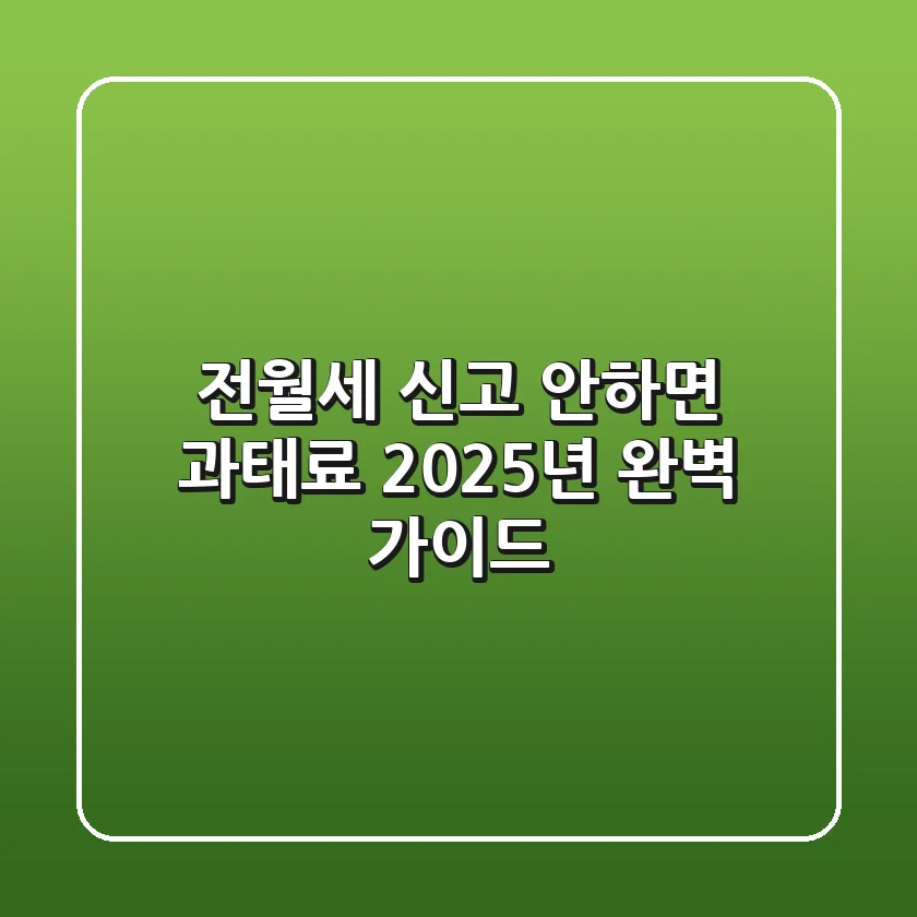 전월세 신고 안하면 과태료? 2025년 완벽 가이드