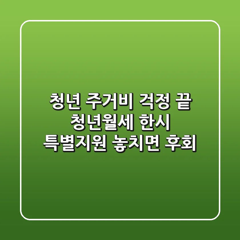 청년 주거비 걱정 끝! 청년월세 한시 특별지원, 놓치면 후회!