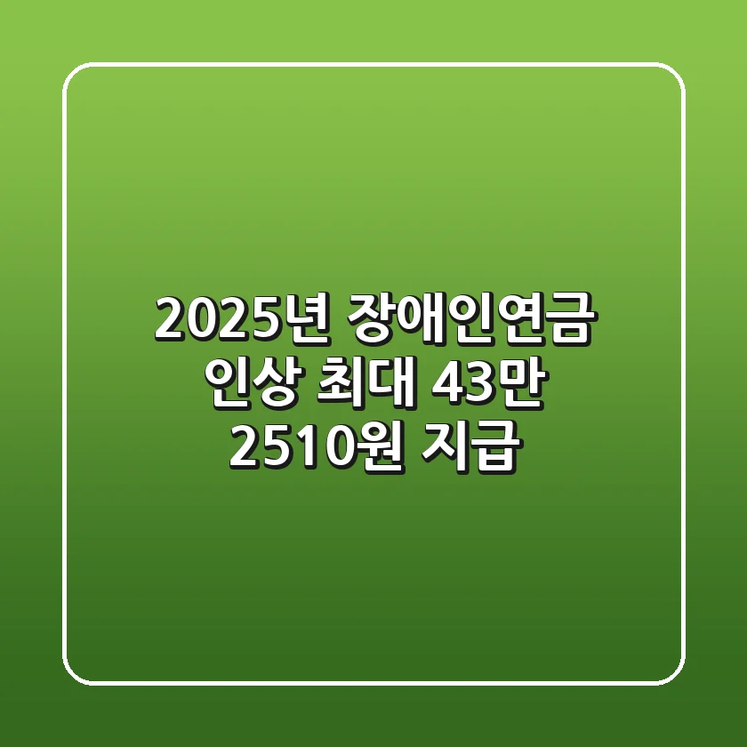 2025년 장애인연금 인상! 최대 43만 2,510원 지급?!