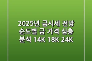 2025년 금시세 전망: 순도별 금 가격 심층 분석 (14K, 18K, 24K)