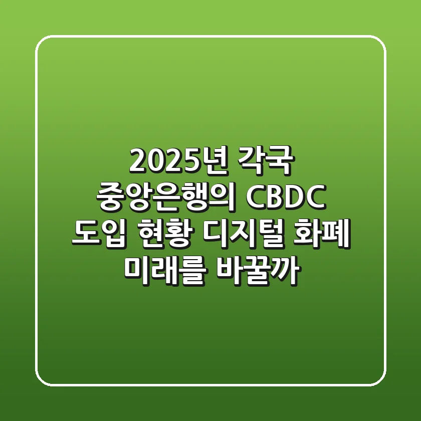 2025년, 각국 중앙은행의 CBDC 도입 현황: 디지털 화폐, 미래를 바꿀까?