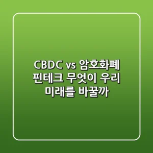 CBDC vs 암호화폐: 핀테크, 무엇이 우리 미래를 바꿀까?