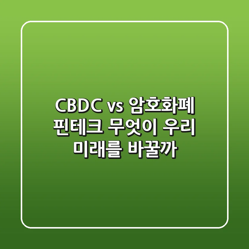 CBDC vs 암호화폐: 핀테크, 무엇이 우리 미래를 바꿀까?