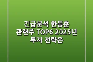 긴급분석! 한동훈 관련주 TOP6, 2025년 투자 전략은?