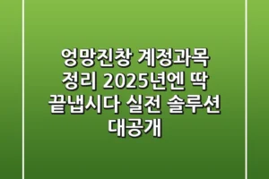 엉망진창 계정과목 정리, 2025년엔 딱 끝냅시다! 실전 솔루션 대공개