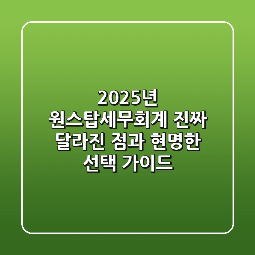 2025년 원스탑세무회계, 진짜 달라진 점과 현명한 선택 가이드