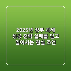 2025년 정부 과제 성공 전략: 실패를 딛고 일어서는 현실 조언