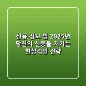 신용 정보 법, 2025년 당신의 신용을 지키는 현실적인 전략