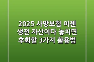 2025 사망보험, 이젠 ‘생전 자산’이다? 놓치면 후회할 3가지 활용법