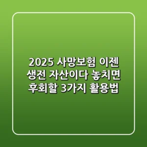 2025 사망보험, 이젠 '생전 자산'이다? 놓치면 후회할 3가지 활용법