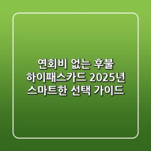 연회비 없는 후불 하이패스카드, 2025년 스마트한 선택 가이드