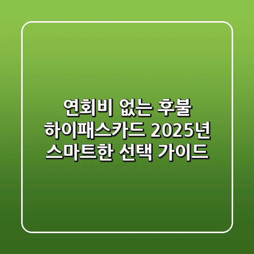 연회비 없는 후불 하이패스카드, 2025년 스마트한 선택 가이드