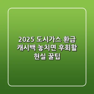 2025 도시가스 환급, 캐시백 놓치면 후회할 현실 꿀팁!