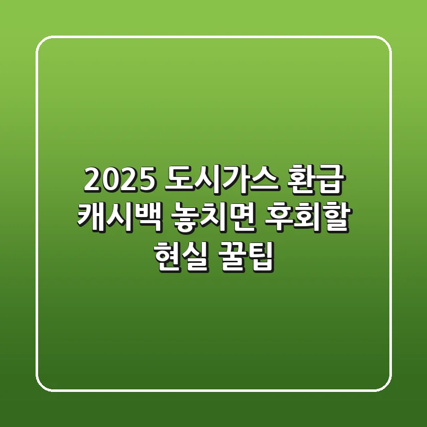 2025 도시가스 환급, 캐시백 놓치면 후회할 현실 꿀팁!