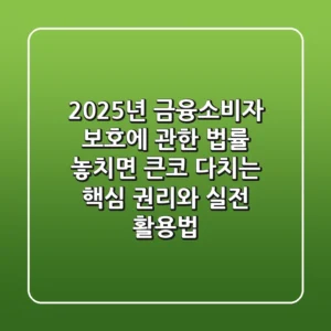 2025년 금융소비자 보호에 관한 법률: 놓치면 큰코 다치는 핵심 권리와 실전 활용법