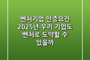 벤처기업 인증요건: 2025년, 우리 기업도 벤처로 도약할 수 있을까?