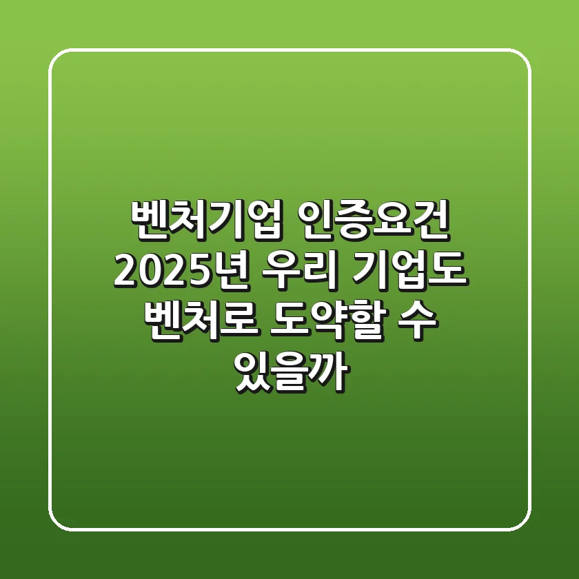 벤처기업 인증요건: 2025년, 우리 기업도 벤처로 도약할 수 있을까?