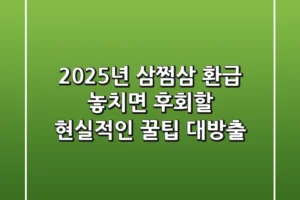 2025년 삼쩜삼 환급, 놓치면 후회할 현실적인 꿀팁 대방출!