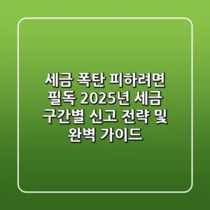 "세금 폭탄 피하려면 필독", 2025년 세금 구간별 신고 전략 및 완벽 가이드