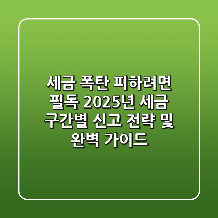 "세금 폭탄 피하려면 필독", 2025년 세금 구간별 신고 전략 및 완벽 가이드