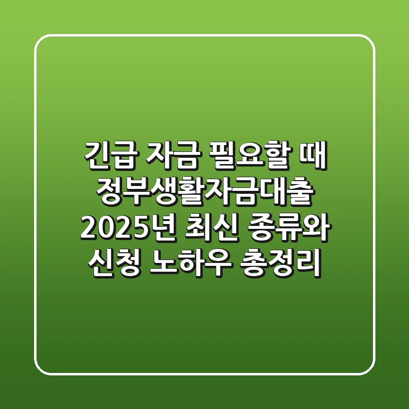 "긴급 자금 필요할 때?", 정부생활자금대출 2025년 최신 종류와 신청 노하우 총정리