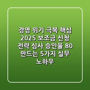 "경영 위기 극복 핵심", 2025 보조금 신청 전략: 심사 승인율 80% 만드는 5가지 실무 노하우