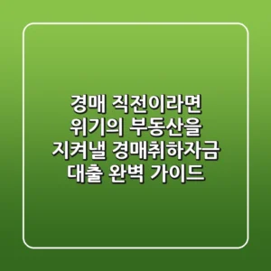 "경매 직전이라면?", 위기의 부동산을 지켜낼 경매취하자금 대출 완벽 가이드