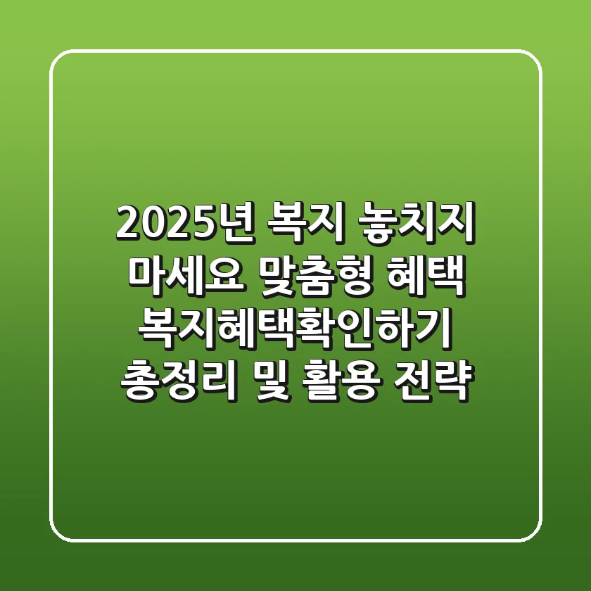 "2025년 복지, 놓치지 마세요", 맞춤형 혜택 복지혜택확인하기 총정리 및 활용 전략
