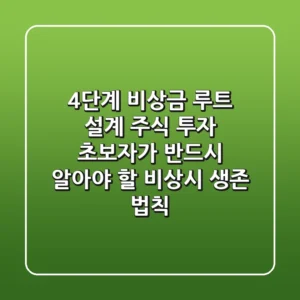 "4단계 비상금 루트 설계", 주식 투자 초보자가 반드시 알아야 할 비상시 생존 법칙