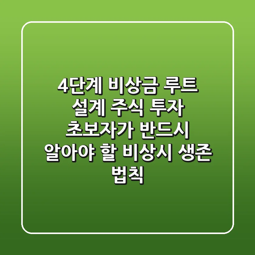 "4단계 비상금 루트 설계", 주식 투자 초보자가 반드시 알아야 할 비상시 생존 법칙