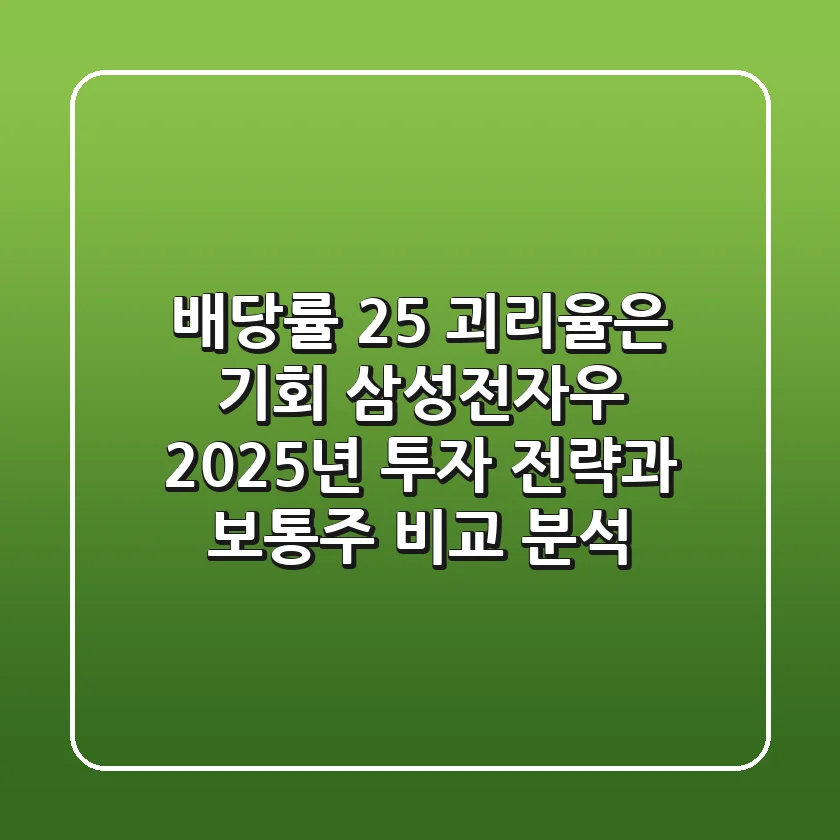 "배당률 2.5% 괴리율은 기회?", 삼성전자우 2025년 투자 전략과 보통주 비교 분석