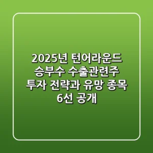 "2025년 턴어라운드 승부수", 수출관련주 투자 전략과 유망 종목 6선 공개