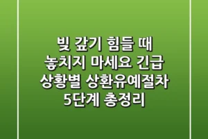 “빚 갚기 힘들 때, 놓치지 마세요”, 긴급 상황별 상환유예절차 5단계 총정리