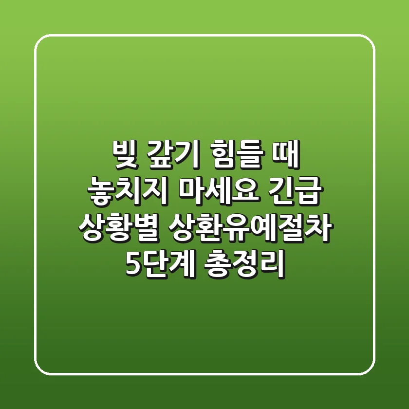 "빚 갚기 힘들 때, 놓치지 마세요", 긴급 상황별 상환유예절차 5단계 총정리