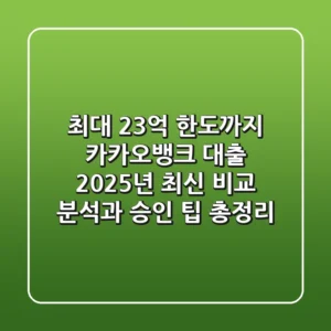 "최대 2.3억 한도까지", 카카오뱅크 대출 2025년 최신 비교 분석과 승인 팁 총정리