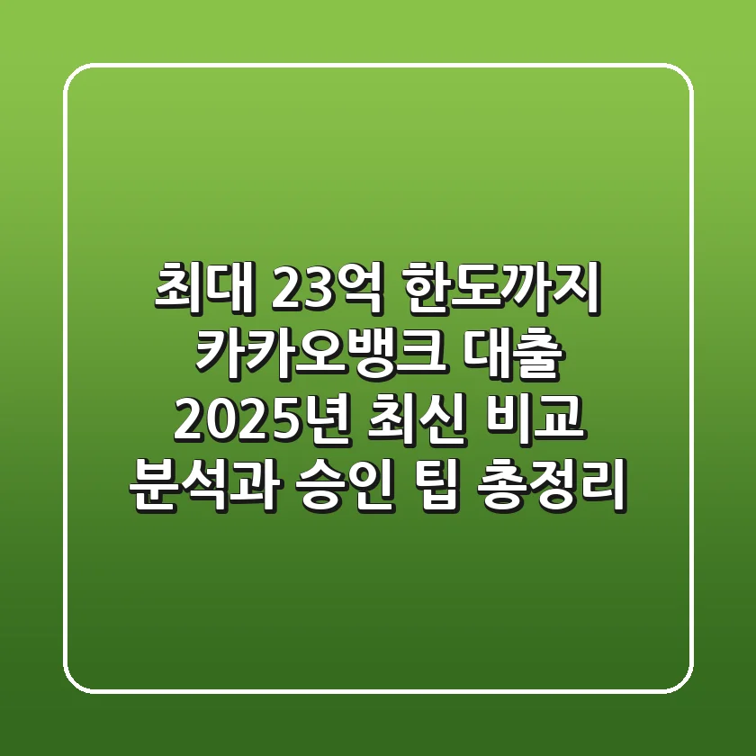 "최대 2.3억 한도까지", 카카오뱅크 대출 2025년 최신 비교 분석과 승인 팁 총정리
