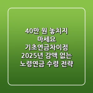 "40만 원 놓치지 마세요!", 기초연금차이점, 2025년 감액 없는 노령연금 수령 전략