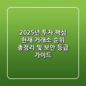 "2025년 투자 핵심", 현재 거래소 순위 총정리 및 보안 등급 가이드