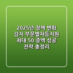 "2025년 정책 변화 감지", 부문별차등지원 최대 50% 증액 성공 전략 총정리
