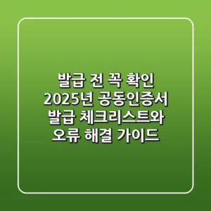 "발급 전 꼭 확인!", 2025년 공동인증서 발급 체크리스트와 오류 해결 가이드