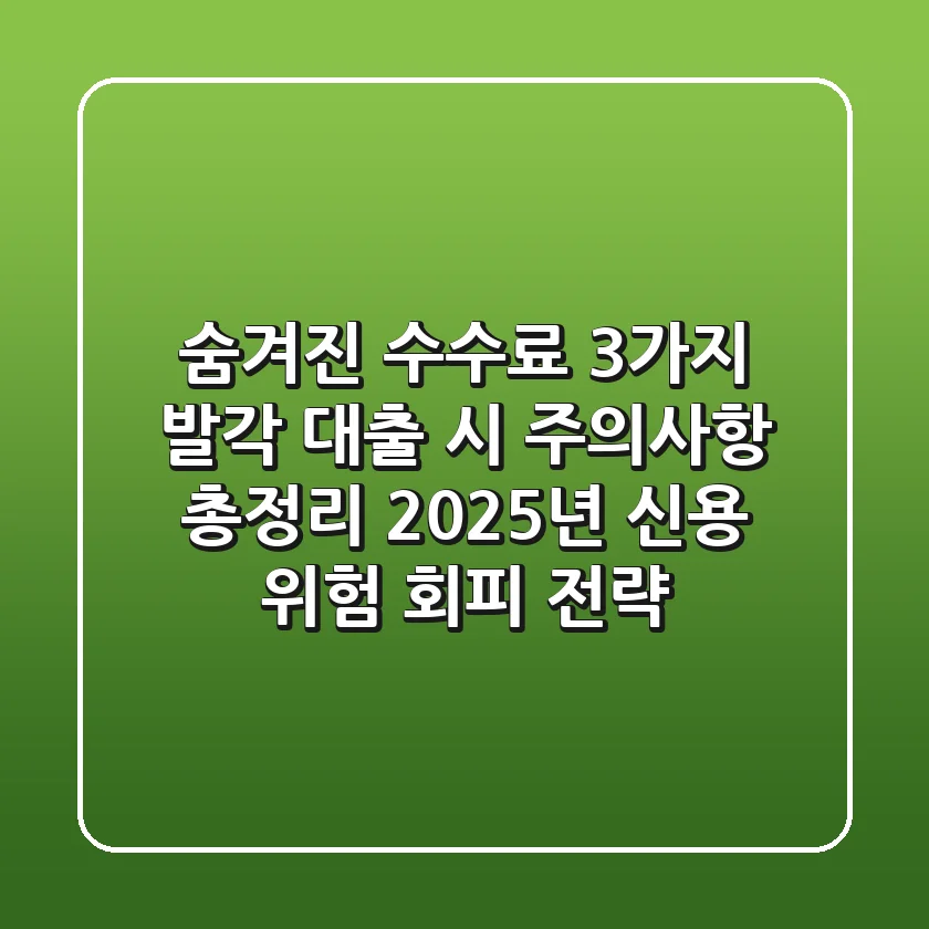 "숨겨진 수수료 3가지 발각", 대출 시 주의사항 총정리: 2025년 신용 위험 회피 전략