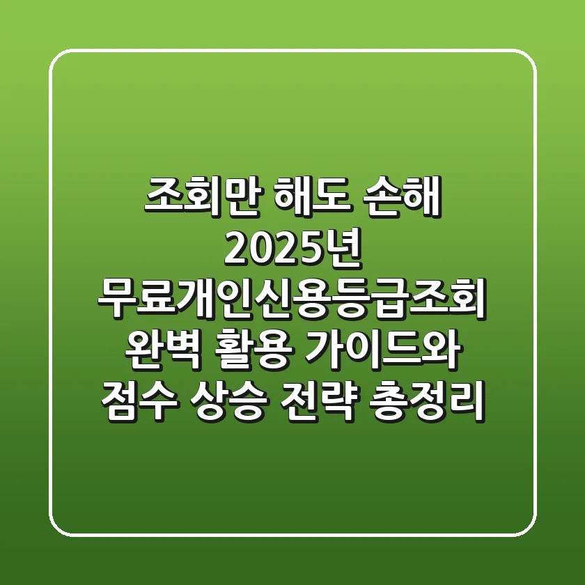 "조회만 해도 손해?", 2025년 무료개인신용등급조회 완벽 활용 가이드와 점수 상승 전략 총정리