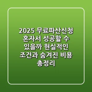 "2025 무료파산신청", 혼자서 성공할 수 있을까? 현실적인 조건과 숨겨진 비용 총정리