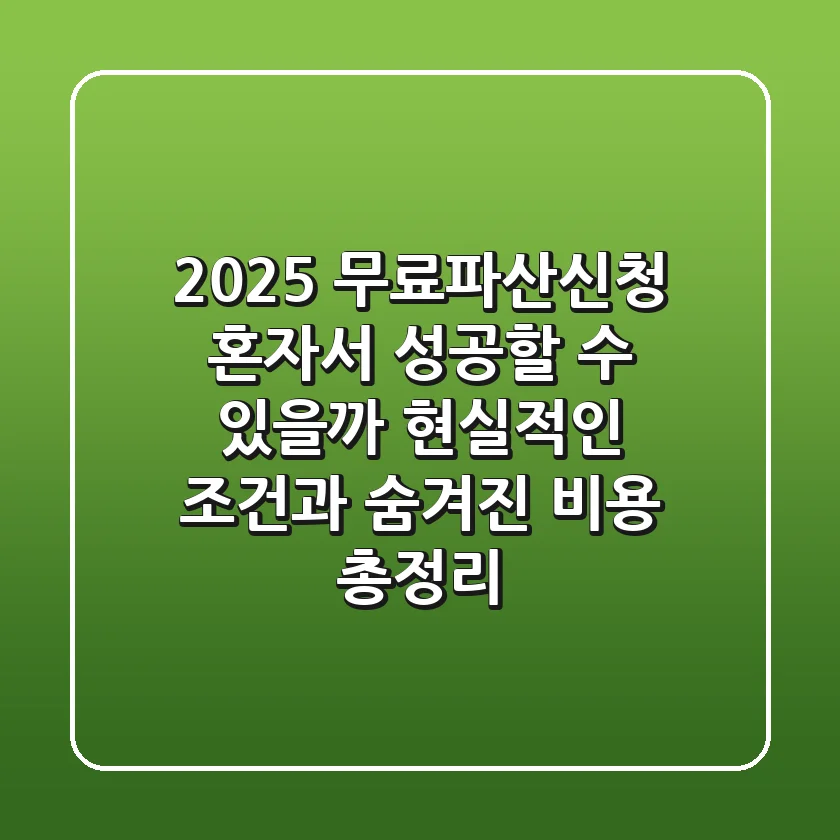 "2025 무료파산신청", 혼자서 성공할 수 있을까? 현실적인 조건과 숨겨진 비용 총정리