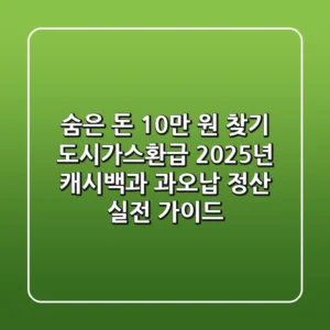"숨은 돈 10만 원 찾기", 도시가스환급, 2025년 캐시백과 과오납 정산 실전 가이드