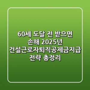 "60세 도달 전 받으면 손해?", 2025년 건설근로자퇴직공제금지급 전략 총정리
