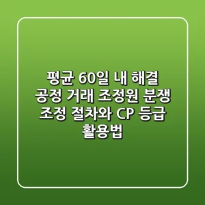 "평균 60일 내 해결", 공정 거래 조정원 분쟁 조정 절차와 CP 등급 활용법